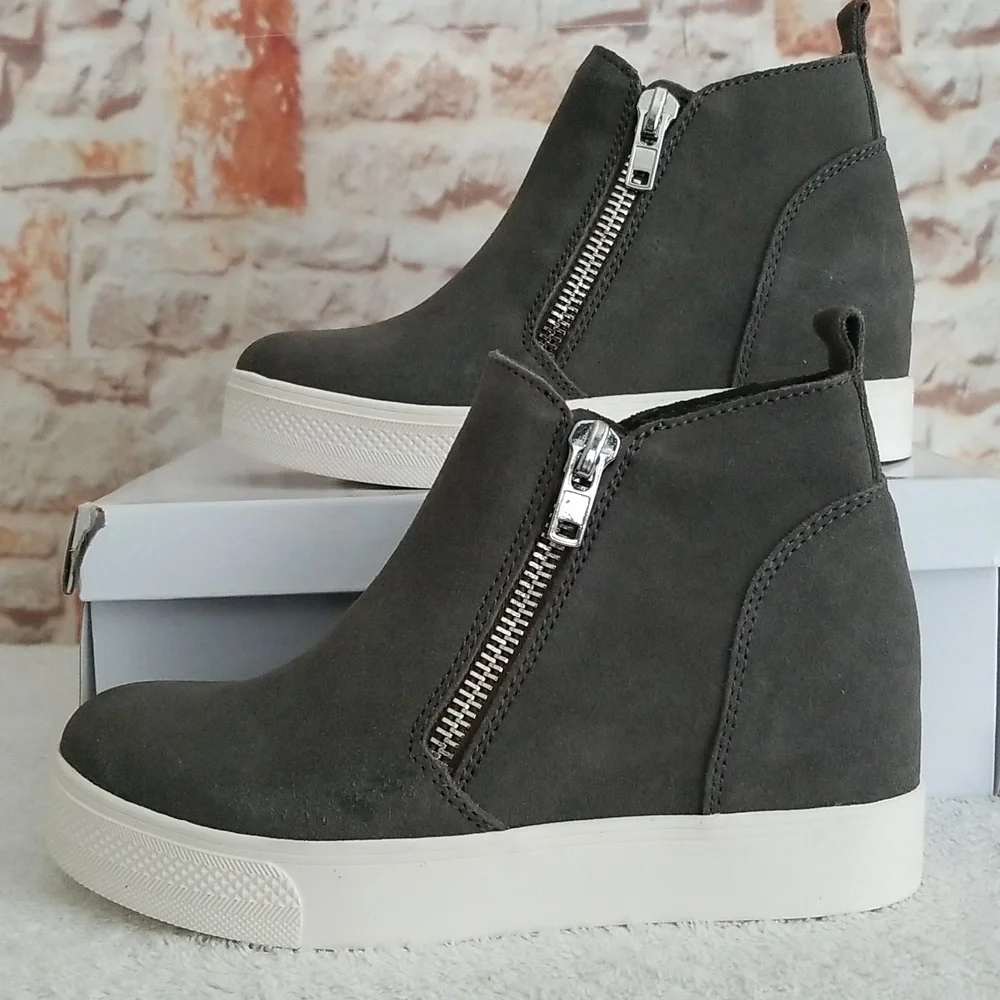 New Steve Madden Wedgie Leather Sneakers - Picture 11 of 13